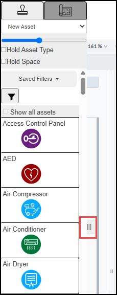 Side menu with collapse icon highlighted.