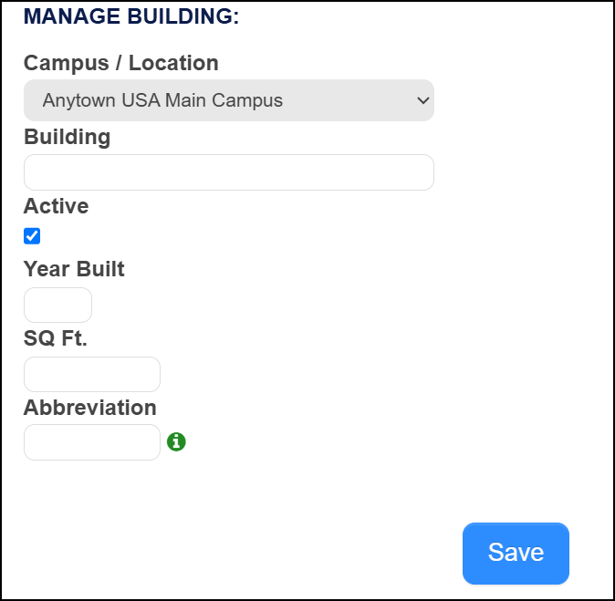 Manage building pop-up.