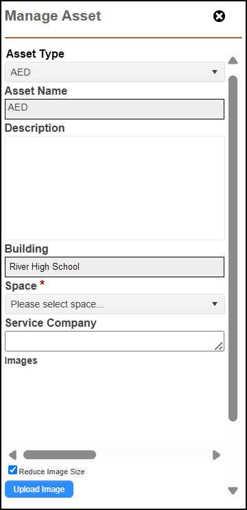 Manage Asset pop-up.