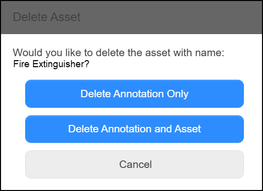 Delete asset pop-up.