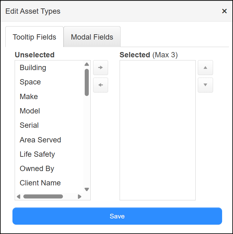 Edit asset types pop-up, Tool tip tab.